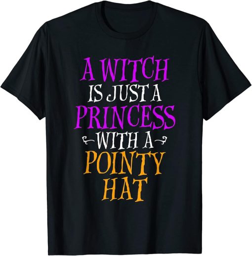 Cute Witch Princess Trick or Treat Halloween Girls Kids T-Shirt