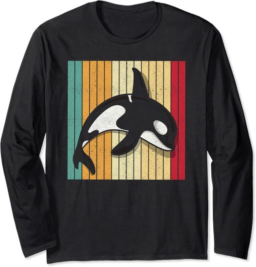 Retro vintage orca killer whale killer whale gift Long Sleeve T-Shirt