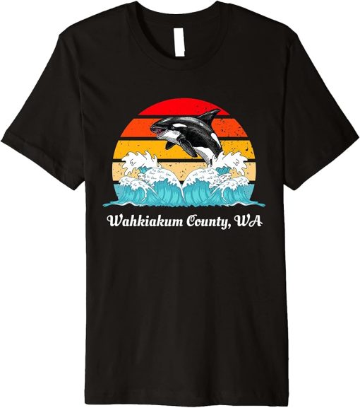 Vintage Wahkiakum County WA Distressed Orca Killer Whale Art Premium T-Shirt