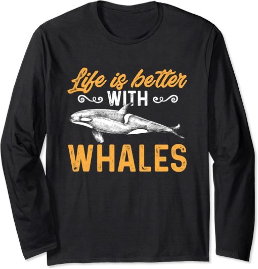 Funny Orca Lover Graphic for Women Men Kids Whale Long Sleeve T-Shirt