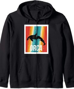 Vintage Orca Retro Killer Whale Zip Hoodie